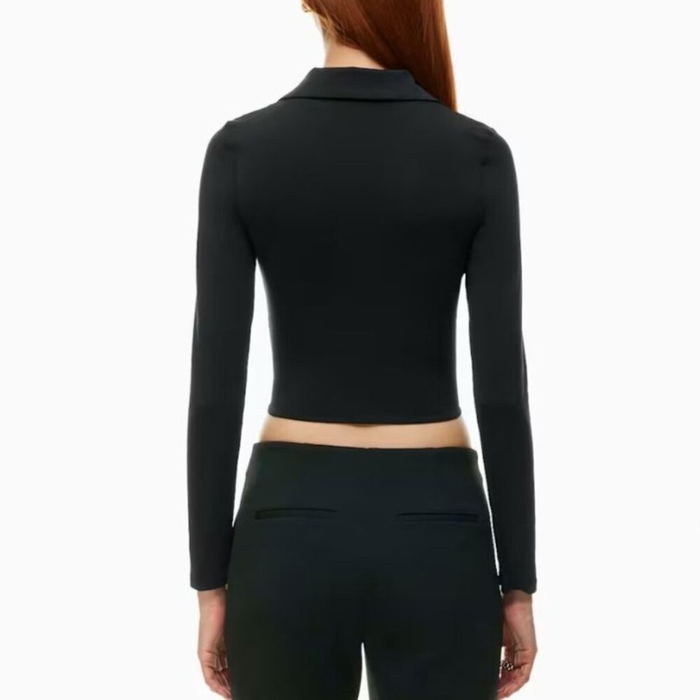 Aritzia Babaton Black Polo Long Sleeve Shirt - Picture 8 of 8